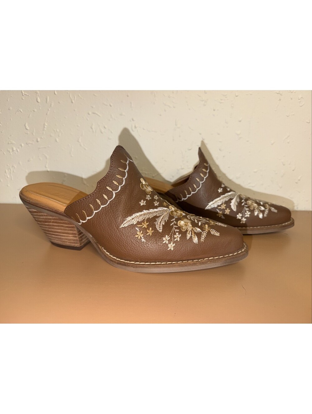 Dingo Wildflower Floral Mule Slip On Womens Brown Casual Boots DI964 9.5 (C1)